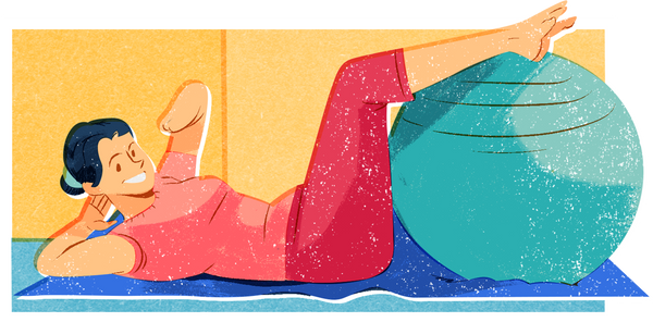 Riso Print Woman with Amputated Arm Exercising