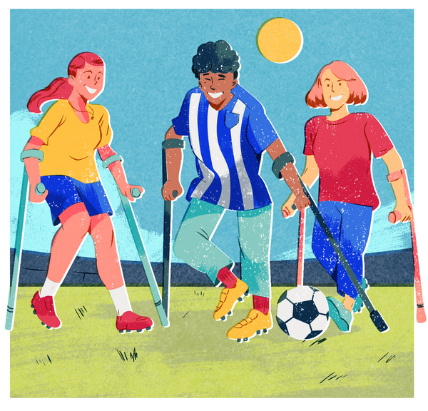 Riso Print Friends Playing Adaptive Soccer